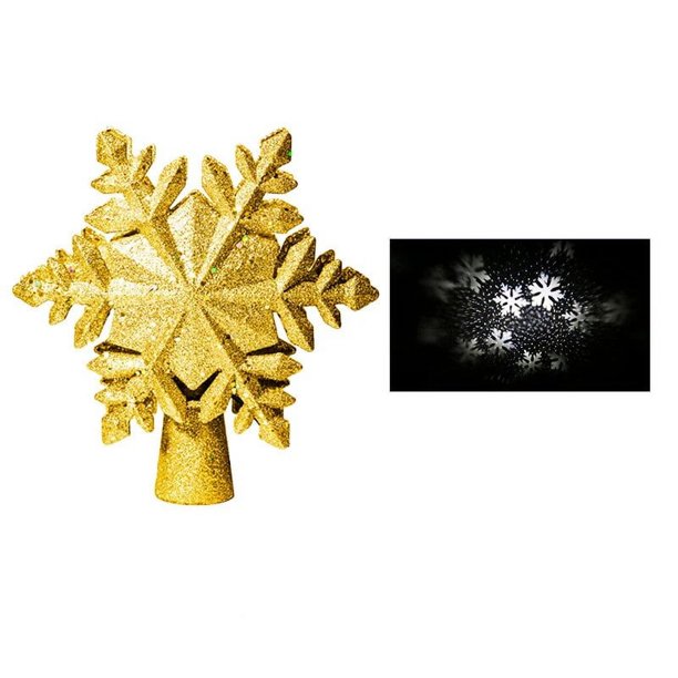 Proyector de luz de Navidad para decoración del hogar, adornos de copo de nieve, estrella dorada y plateada con purpurina superior, Año Nuevo