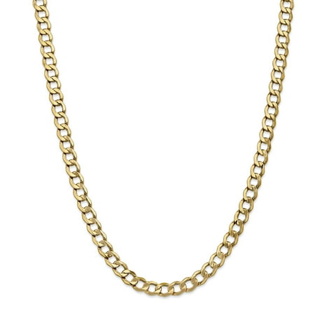- 14k Yellow Gold 7mm Curb Cuban Link Chain Necklace 18 Inch Pendant Charm