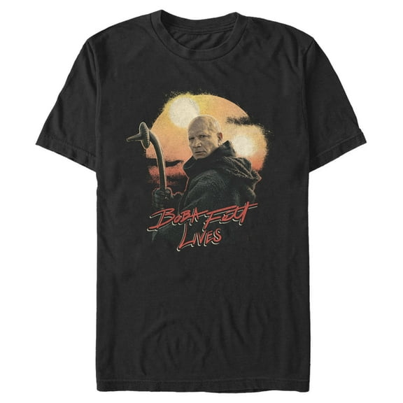 Men's Star Wars: The Mandalorian Boba Fett Lives  Graphic Tee Black Small