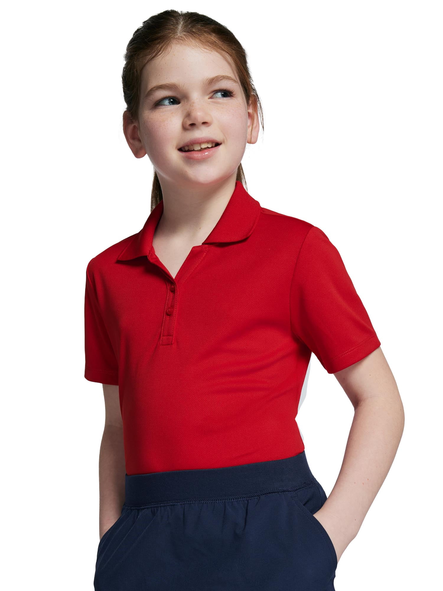 Wonder Nation Girls Performance Polo Shirt, Sizes XS-XXL