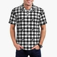 thumbnail image 3 of Balery Black Tartan Plaid Printed Men’s Short Sleeve Polo Shirt, Midweight Men's Shirt,Golf Polo shirts -Small, 3 of 9