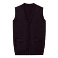 thumbnail image 5 of Atkumj Men's Sweater Vests Trendy Solid Color Button Down Knit Vest with Front Pockets Casual Comfortable V Neck Sleeveless Sweater Vest 3XL, 5 of 8