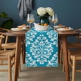 thumbnail image 2 of Baroque Blue Table Runner - 120 Inch Long, Kitchen Dining Table Runner Dresser Scarves, Vintage Damask Classic Floral Farmhouse Decor for Coffee Tables Wedding Party Banquet, 2 of 8