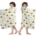 thumbnail image 4 of Cartoon Construction Vehicles Stars White Pattern Hooded Bath Towel，50"x30" for Ages 3 To 12 Kids, Quick Dry Lightweight Soft Microfiber Hood Beach Towel Cover Up for Kids, 4 of 7