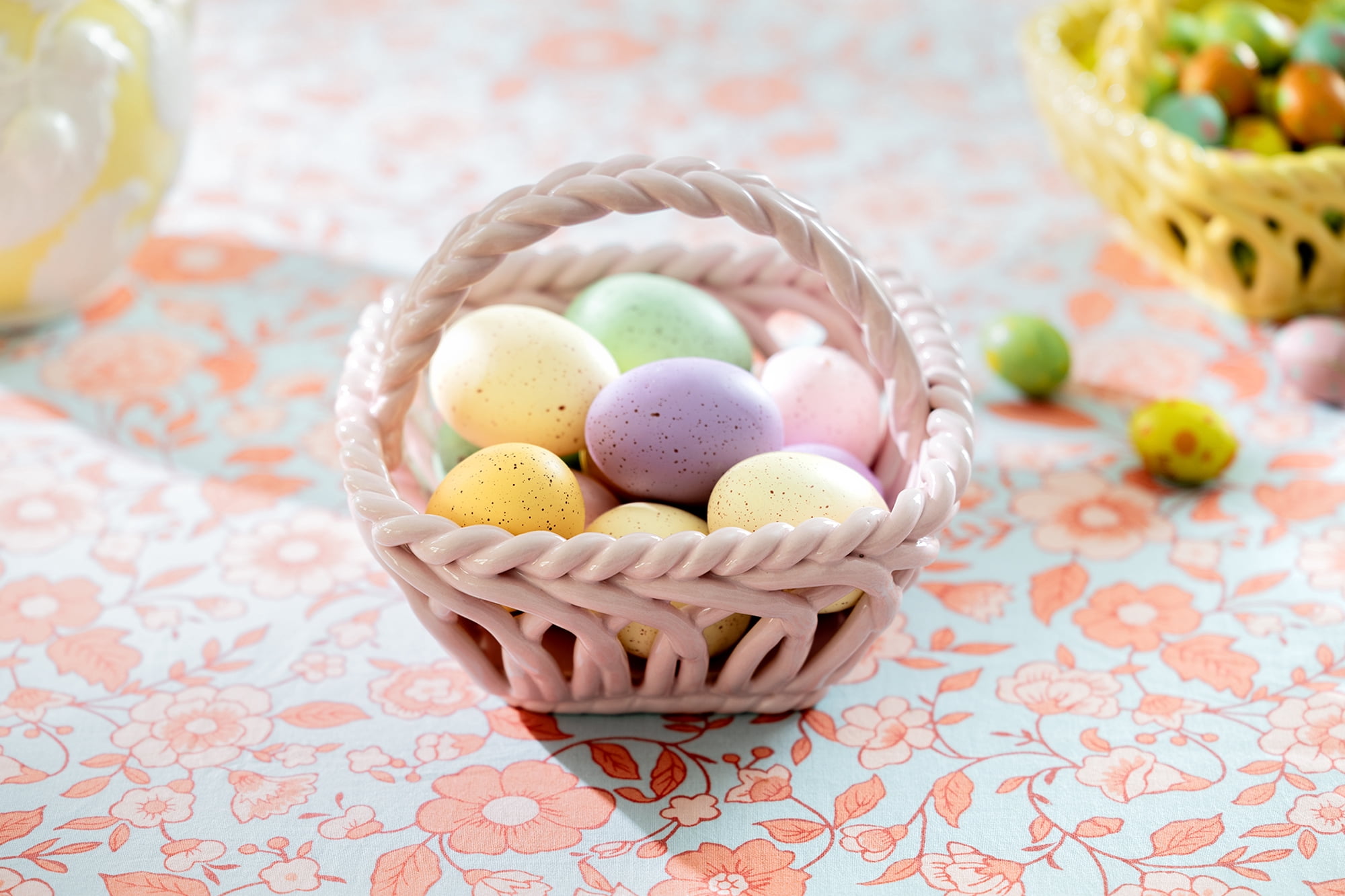 Potter's Studio 7.25" Hand Woven Easter Medium Basket - Pink Grace Teaware