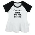 thumbnail image 1 of Cousins Make The Best Friends Funny Dresses For Baby, Newborn Babies Skirts, Infant Princess Dress, 0-24M Kids Graphic Clothes (Black Raglan Dresses, 18-24 Months), 1 of 5