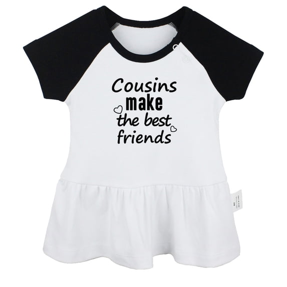 Cousins Make The Best Friends Funny Dresses For Baby, Newborn Babies Skirts, Infant Princess Dress, 0-24M Kids Graphic Clothes (Black Raglan Dresses, 18-24 Months)