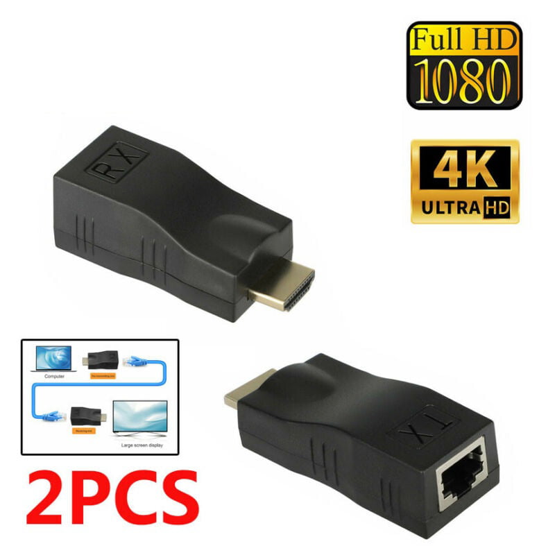 2Pcs 1080P Hdmi Extender To Rj45 Over Cat 5E Network Lan Adapter - Walmart.com
