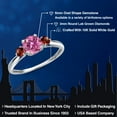 thumbnail image 2 of Gem Stone King 10K White Gold Pink Moissanite and Red Garnet 3-Stone Ring for Women | 1.10 Cttw | Round 6MM | Gemstone Birthstone | Size 5, 2 of 6