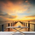 thumbnail image 3 of wall26 - Wooded Bridge in The Port Along Sunrise. - Removable Wall Mural | Self-Adhesive Large Wallpaper - 100x144 inches, 3 of 6