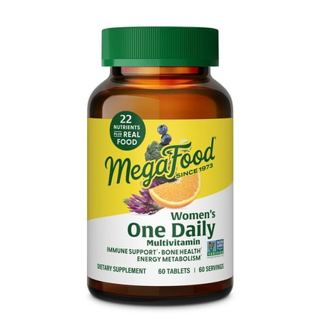 MegaFood Womens Multivitamin One Daily - Multivitamin for Women - Vitamin C Vitamin D Iron & B Vitamins - Bone Energy Metabolism & Immune Support - Vegetarian GlutenFree - 60 Tablets 60 Servings