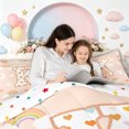 thumbnail image 4 of meiyoeat Cute Rainbow Love Heart Full Size Comforter Sets for Girls, Lovely Star Moon Bedding Comforter Set for Bedroom, Peach, Polkadot Reversible, 3pcs, 1 Comforter and 2 Pillowcases, 4 of 6
