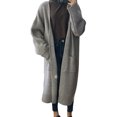 thumbnail image 4 of abrigo cárdigan Irfora Abrigo de punto largo de gran tamaño para mujer Abrigo abierto Frente Mangas largas Corte lateral Lado Punto Outwear Irfora abrigo cárdigan, 4 of 5