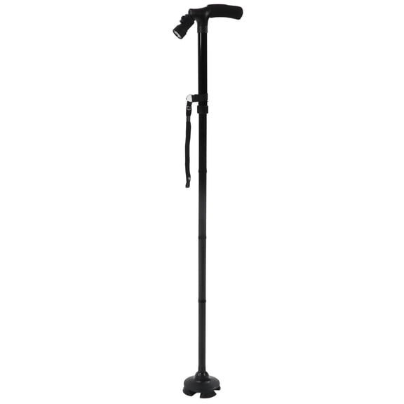 Rupoun Lightweight Aluminum Alloy Telescopic Crutches with 6‑LED Torch, 5‑Height Adjust, 4‑Point Support – Ideal for Elderly Walking