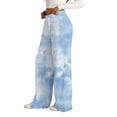 thumbnail image 5 of Endives Womens Sports Pants Tie Dye Printed Wide Leg Jogging Pants Drawstring Elastic High Waist Pants With Pocket, 5 of 7