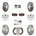 thumbnail image 1 of Transit Auto Front Rear Disc Brake Caliper Coated Rotors Drums Ceramic Pads Shoes Wheel Cylinder and Hardware Kit (11Pc) for Car Jeep Patriot Compass Dodge Caliber Chrysler Sebring Avenger KCG-100383C, 1 of 11