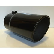 5" Inlet x 6" Outlet x 12" Long Rolled Edge GLOSS BLACK Diesel Exhaust Tail Pipe Tip (Bolt On)
