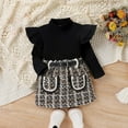 thumbnail image 5 of jsaierl Kids Toddler Baby Girl Fall Winter Clothes Long Sleeve Ruffle Knit Sweater Top Woolen Mini Skirt 2PCS Outfits Set 6M-4T, 5 of 8