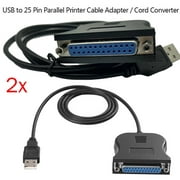2PCS New USB to IEEE 1284 DB25 25-Pin Parallel Printer Female Adapter Cable Cord