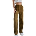 thumbnail image 1 of EYIIYE Pantalon Décontracté Taille Haute en Velours Côtelé Contrasté Patchwork pour Femmes, 1 of 9