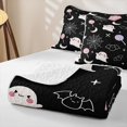 thumbnail image 4 of Erosebridal Halloween Ghost Quilt King, Spiderweb Bat King Coverlet Set, Black White, 3-Piece, 1 Bedspread and 2 Pillowcases, 4 of 7