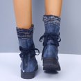 thumbnail image 6 of Eoperou Women Winter Faux Leather Yarn Middle Tube Boots Lace-up Low Heel Bootie Shoes, 6 of 8