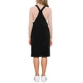 thumbnail image 3 of Vestido midi casual sin mangas de tirantes ajustables de pana para mujer Inspire Chic con cuello cuadrado y bolsillos en color negro S, 3 of 6