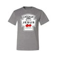 thumbnail image 2 of Wild Bobby, Catch Up with Jesus Funny Ketchup Bottle, Inspirational/Christian, Men's Graphic Tees, Heather Grey, 5XL, 2 of 3