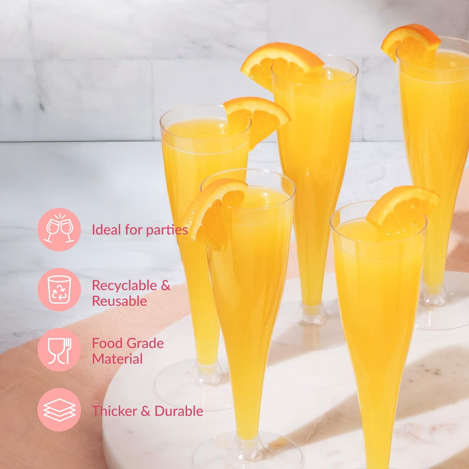 Prestee Clear Plastic Champagne Glasses - 100 Pieces Disposable Champagne Flutes for Parties, Weddings, and Toasting - Elegant and Durable 4.5 oz Stemware for Easy Cleanup and Large Celebrations