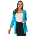 thumbnail image 2 of YONGHS Women Half Sleeve Chiffon Long Cardigan Bolero Open Front Casual Shrug Jackets Sky Blue XXL, 2 of 5
