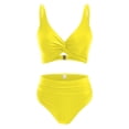 thumbnail image 6 of Minjewel Women's Casual Two-Piece Bikini Set, High Waist Bottom & Floral Print Crop Top, Swimsuits for Women for Beach, Pool & Summer,Yellow M, 6 of 6