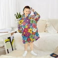 thumbnail image 6 of FORMRS Wearable Blanket Hoodie with Sleeves for Kids Cozy Flannel Sweatshirt, Whimsical Floral, 6 of 7