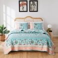 thumbnail image 6 of Barefoot Bungalow Audrey Vintage Floral Quilt Set, Reversibe, 2-Piece Twin-XL, Turquoise, 6 of 8