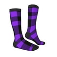 thumbnail image 3 of Easygdp Purple Buffalo Plaid Soccer Socks Sport Knee High Socks Calf Compression Athletic Socks for Men and Women, 3 of 9