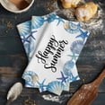 thumbnail image 6 of Blue Ocean Shells Conch Kitchen Towels Set of 3, Water Absorbent Dish Towel, Nautical Coastal Starfish Summer Decorative Hand Towels - Quick Drying Cloth for Cooking Baking, 18x28 Inch, 6 of 8