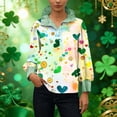 thumbnail image 6 of St. Patrick's Day Sweatshirt for Women Glitter Clover Graphic Ribbed Collared Long Sleeve Relaxed Fit Festive Holiday Clothes Top, 6 of 6