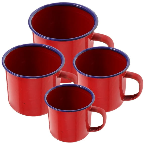 WEUVEB Sturdy Red Enamel Mug, Perfect for Home, Easy to Maintain 4Pcs