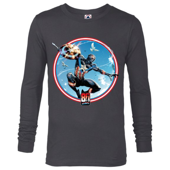 Marvel Miles Morales Captain America 80th Anniversary Covers Standard - Long Sleeve T-Shirt for Men – Customized-Charcoal Heather
