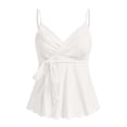 thumbnail image 4 of Women's Babydoll Tops Sleeveless V Neck Peplum Crop Wrap Top Cute Summer Tie Front Camisole, XL, 4 of 5