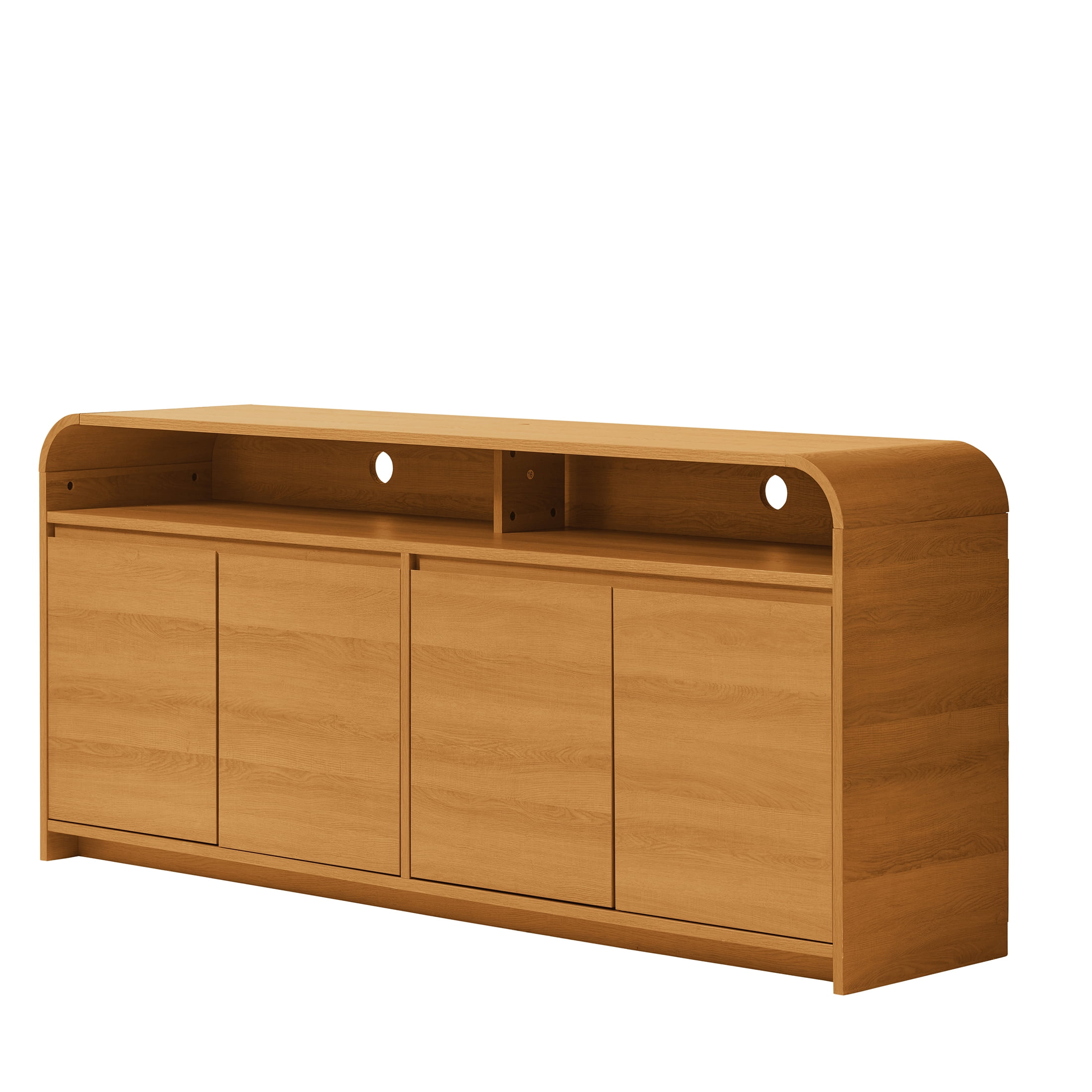 Better Homes & Gardens Juliet Curved TV Stand for TVs up to 75", Light Honey Finish
