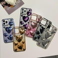 thumbnail image 3 of Compatible with iPhone 14 Pro Max Bling Case Glitter 3D Love Heart Electroplating Glossy Gradient Shiny Clear Cute Luxury Fashion Unique Shockproof Protection Cover for Women Girls Black, 3 of 6