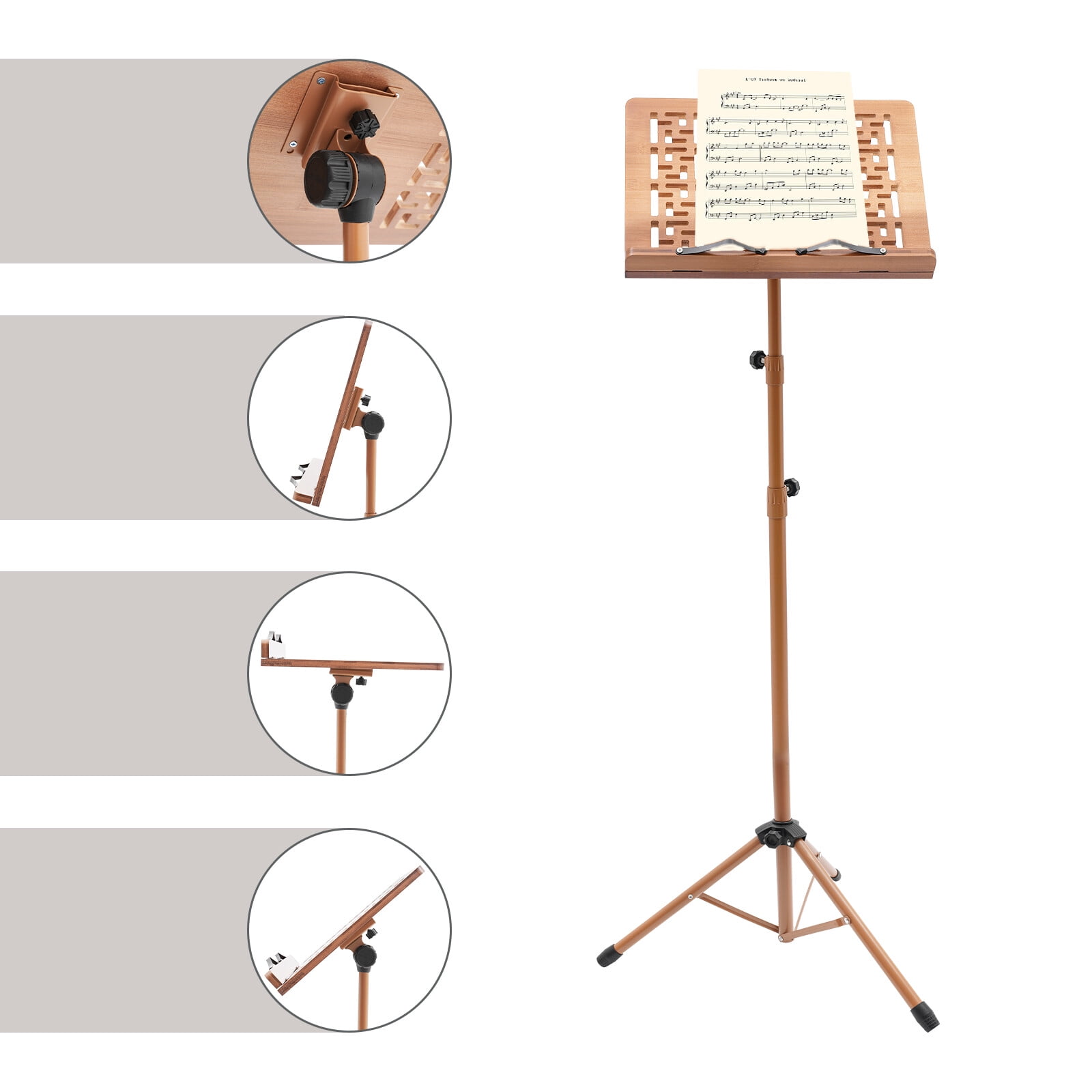 1 PCS Brown Music Stand, Professional Music Stand, Portable Music Stand, Adjustable Height: 70-180cm/27.56-70.87in
