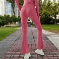 thumbnail image 5 of Women's High Waist Flare Leggings with Stretch Fit - Large, Pink, 5 of 7