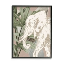 Stupell Industries Tropical Jungle Elephant Animals & Insects Painting Black Framed Art Print Wall Art, 16 x 20
