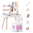 thumbnail image 1 of Costway Kids Vanity Set with 3-Color Lighting Modes, Adjustable Brightness, Mirror Cabinet White, 1 of 10