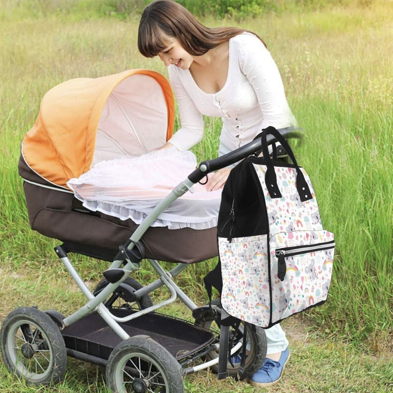 Ratiio Cute Koala Mummy Backpack - Waterproof Twill Canvas, Large Capacity Diaper Bag with Multiple Pockets and Adjustable Straps