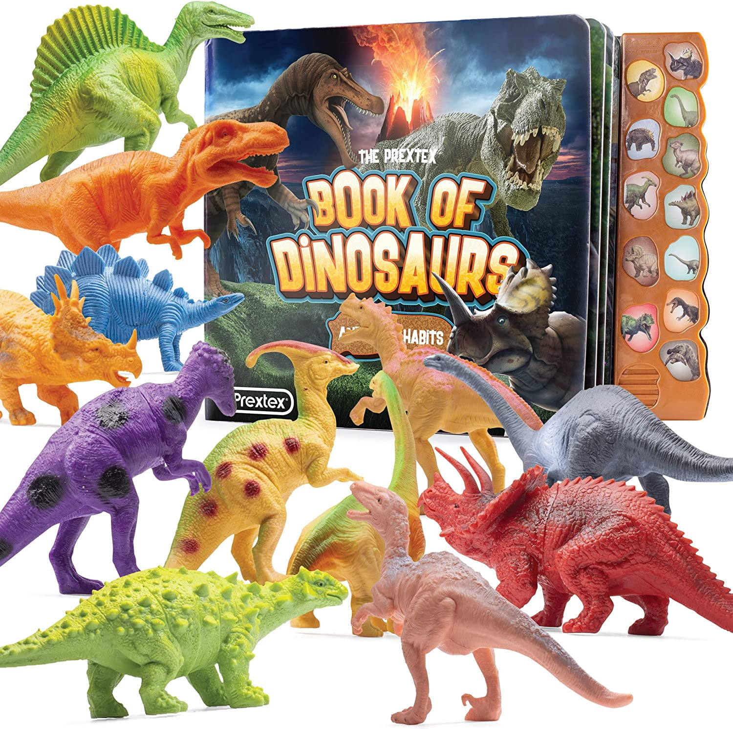 Prextex Realistic Looking Dinosaur with Interactive Dinosaur Sound Book - Pack of Animal Figures Illustrated Dinosaur Sound Book Toys for Boys and Girls 3 Years Old & Up - Walmart.com
