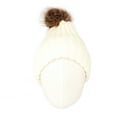 thumbnail image 2 of WITHMOONS Fleece Ribbed Knit Pom Beanie Winter Hat Slouchy Cap CZP0011 (Ivory), 2 of 5