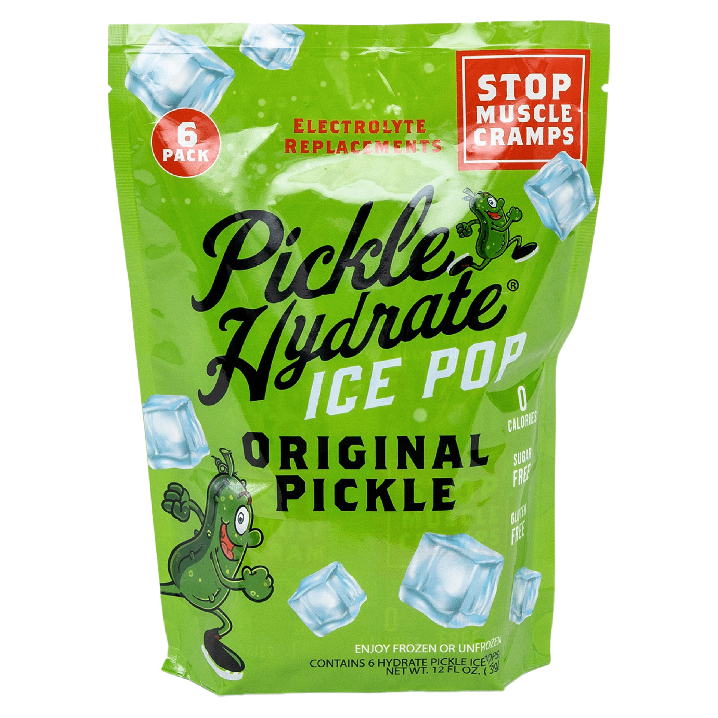 Pickle Hydrate Shot - Pickle Pops - Pickle Popsicle For Cramps Relief - Made from Dill Pickle Juice - Pickle Ice Freeze Pops for Electrolyte Replacement, Gluten-Free & Caffeine-Free - 6-Pack