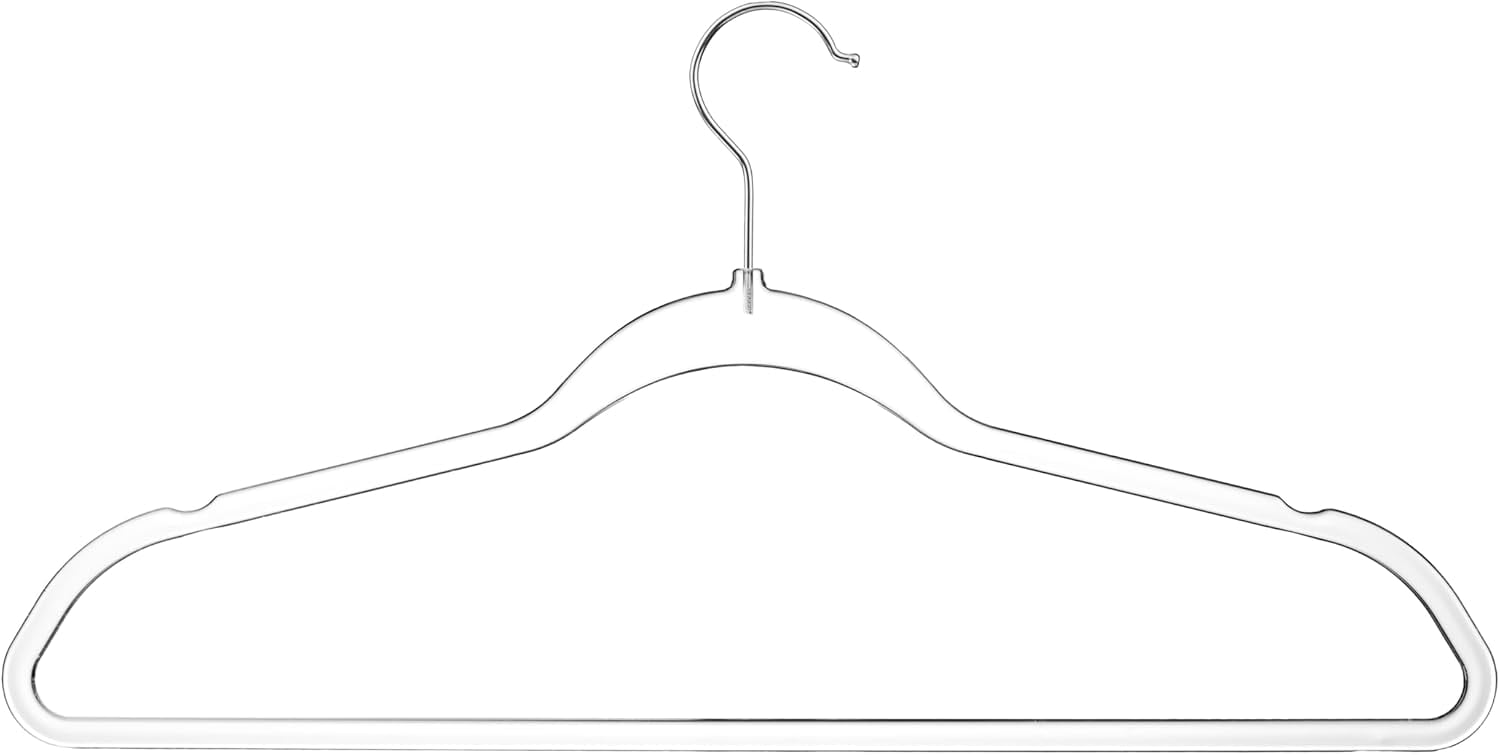 DEILSY Clear Hangers 50 Pack with Silver Hook - Non Velvet Slim Hangers - Durable Hanger Space Saver for Closet Organization, Shirts, Dresses, Jackets, Pants, Adult Clothes Storage Solution